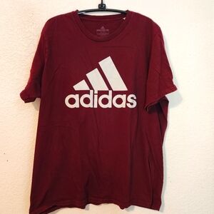 Adidas White Men's Short Sleeve Amplifier Tee with Gray Logo, Maroon Tee, XL
